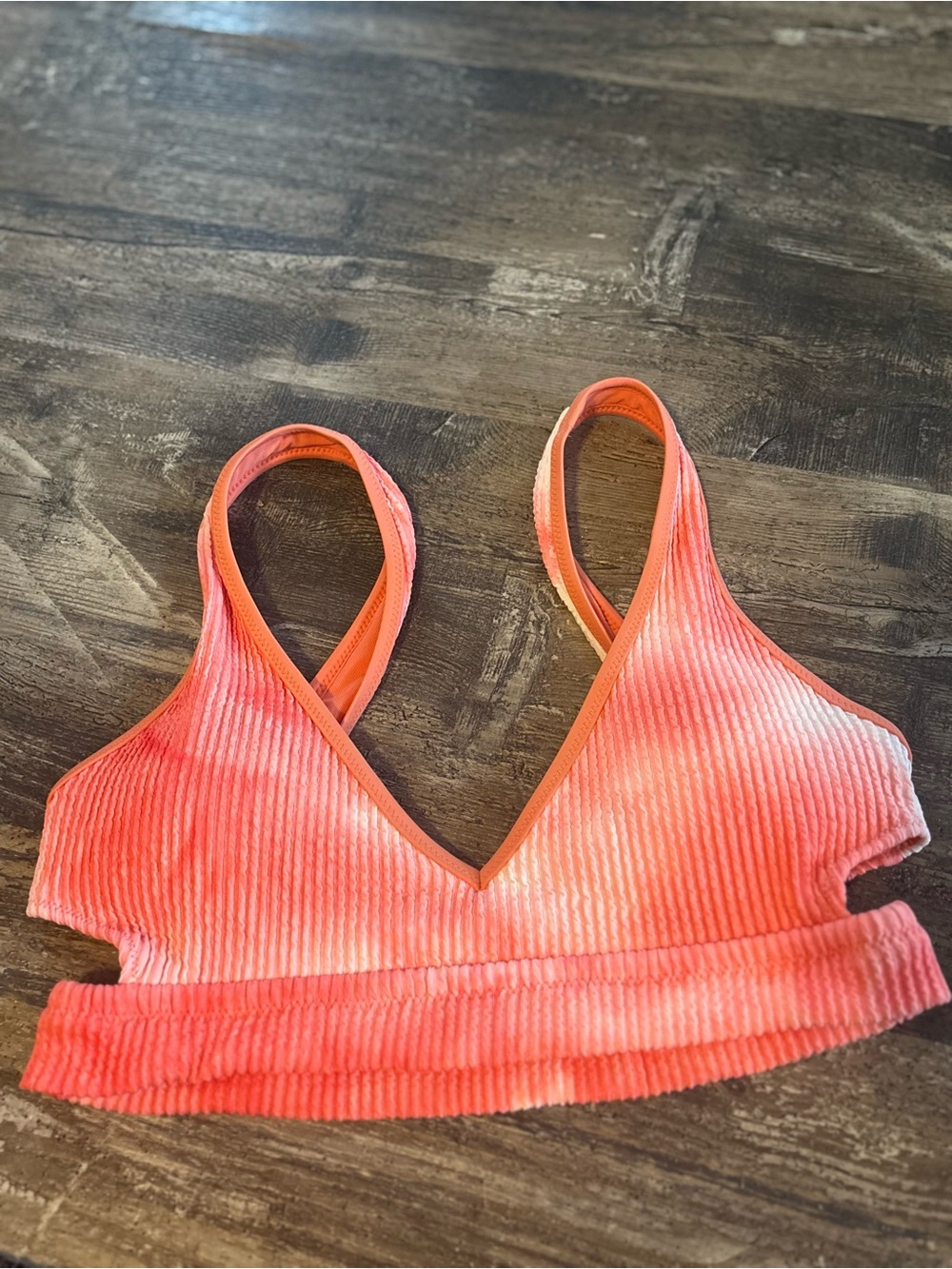 aerie Ribbed V-Neck Bikini Top - Coral